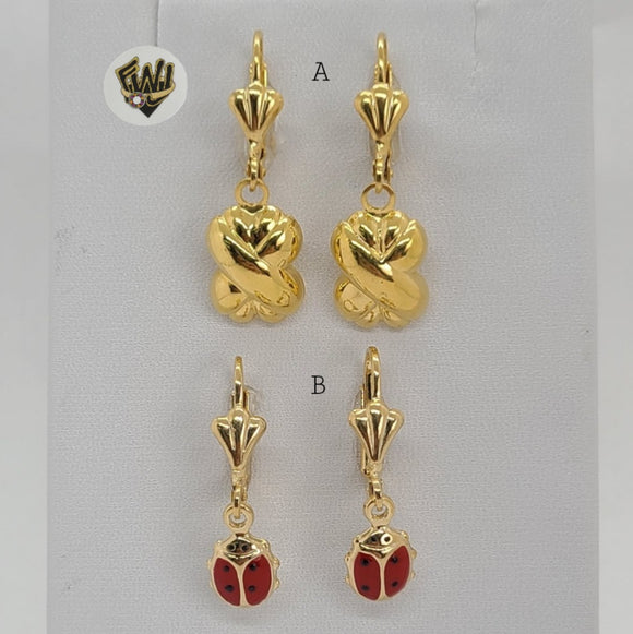 (1-1154) Gold Laminate - Long Earrings - BGO - Fantasy World Jewelry