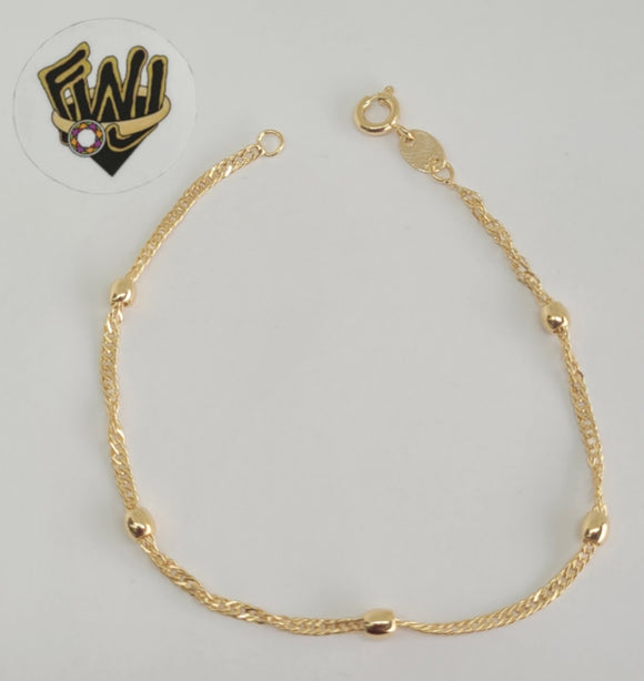 (1-0705)Gold Laminate- 2mm Link Bracelet w/ Balls-7.5