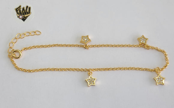 (1-0199-1) Gold Laminate - 2mm Rolo Anklets w/Charms - 9