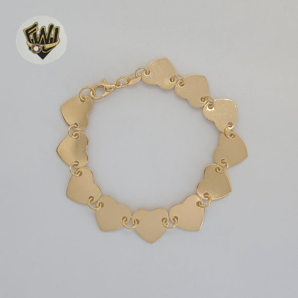 (1-0723) Gold Laminate - 11mm Heart Link Bracelet - 7