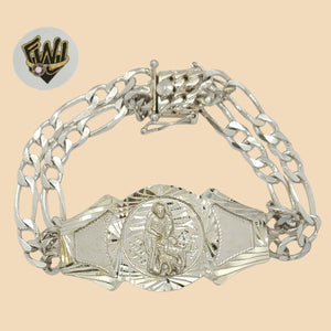 (2-0506) 925 Sterling Silver - 7mm Saint Figaro Bracelet - 9" - Fantasy World Jewelry