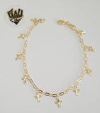 (1-0912) Gold Laminate -3mm Open Link w/ Charms Bracelet - 7.5" - BGF - Fantasy World Jewelry