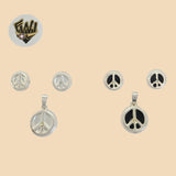 (2-6511) 925 Sterling Silver - Peace Symbol Set. - Fantasy World Jewelry