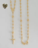 (1-3324-1) Gold Laminate - 3mm Miraculous Virgin Rosary Necklace - 18" - BGF.