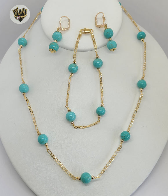 (1-6226) Gold Laminate - Chain with Beads Set - BGF - Fantasy World Jewelry