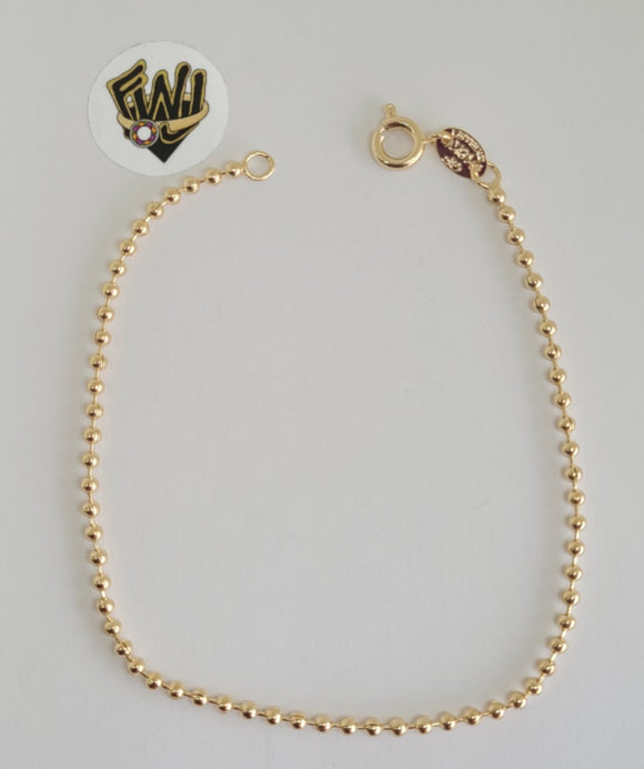 (1-0704) Gold Laminate - 2mm Ball Link Bracelet - BGF - Fantasy World Jewelry