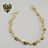 (1-0930) Gold Laminate - 6mm Alternative Link W/ Elephants Bracelet - 6" - BGF - Fantasy World Jewelry