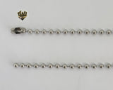 (4-3162) Stainless Steel - 5mm Balls Link Chain - 30" - Fantasy World Jewelry