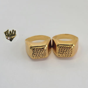 (1-3162-2) Gold Laminate -Square w/Design Men Ring - BGO - Fantasy World Jewelry