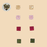 (2-3053) 925 Sterling Silver - Square Zircon Stud Earrings. - Fantasy World Jewelry