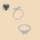 (2-5135) 925 Sterling Silver - Zircon Bow Ring - Fantasy World Jewelry