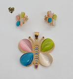 (4-9008) Stainless Steel - Colorful Butterfly Set. - Fantasy World Jewelry