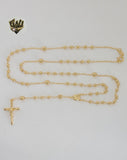 (1-3339-1) Gold Laminate - 3mm Miraculous Virgin Rosary Necklace - 24" - BGF.