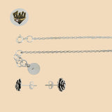 (2-66086) 925 Sterling Silver - 2mm Link Flower Set. - Fantasy World Jewelry