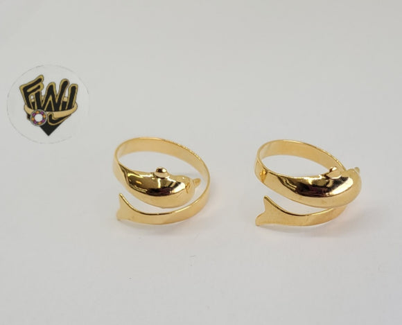 (1-3053-A1) Gold Laminate - Adjustable Dolphin Ring - BGF - Fantasy World Jewelry