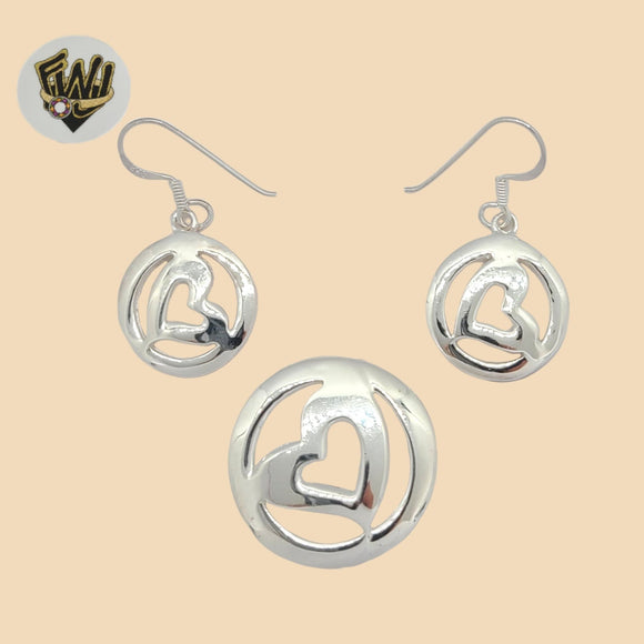 (2-6705) 925 Sterling Silver - Alternative Heart Set. - Fantasy World Jewelry