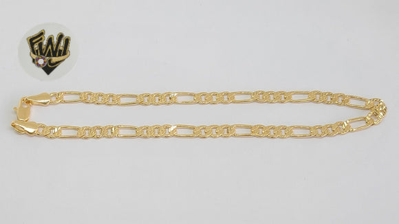 (1-0009) Gold Laminate - 4.5mm D/C Figaro Anklets - 10