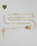 (1-3325) Gold Laminate - 3mm Our Lady of Charity Rosary Necklace - 20" - BGO.