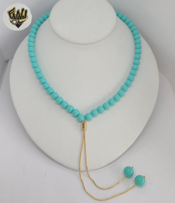 (1-6467-3) Gold Laminate - Beads Long Necklace - BGF