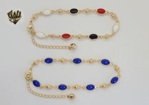 (1-0253) Gold Laminate - 2mm Alternative Stones Link Anklet - 8" - BGO