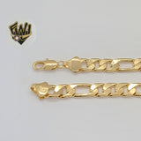 (1-60053) Gold Laminate - 8mm Figaro Link Men Bracelet - 9" - BGF - Fantasy World Jewelry