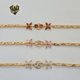 (1-60084) Gold Laminate - 3mm Butterfly Bracelet - 7" - BGO - Fantasy World Jewelry