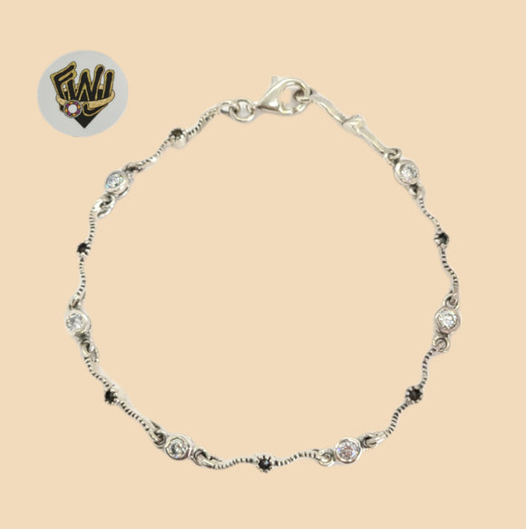 (2-0384) 925 Sterling Silver - 3mm Zircon Bracelet. - Fantasy World Jewelry