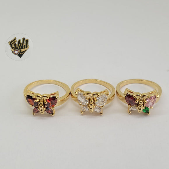 (1-3101) Gold Laminate-Butterfly Crystal Ring - BGO - Fantasy World Jewelry