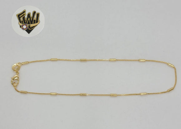 (1-0063) Gold Laminate - 1mm Alternative Box Link Anklet - 10