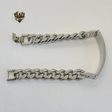(4-4220) Stainless Steel - 12mm Alternative Curb Link Bracelet - 8.5" - Fantasy World Jewelry