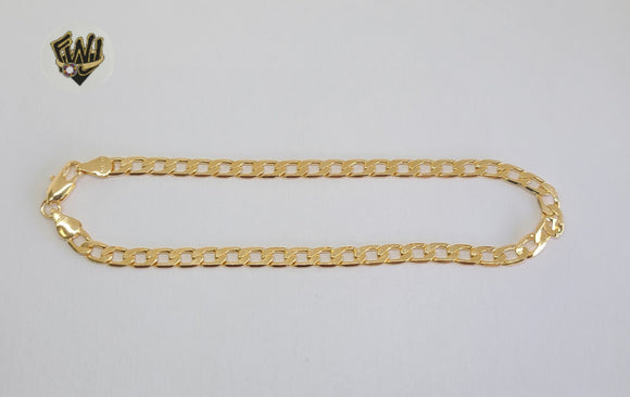 (1-0020) Gold Laminate - 4.5mm Curb Link Anklet -10