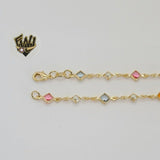 (1-0651) Gold Laminate - 5mm Beads and Pearl Bracelet - 7.5" - BGF - Fantasy World Jewelry