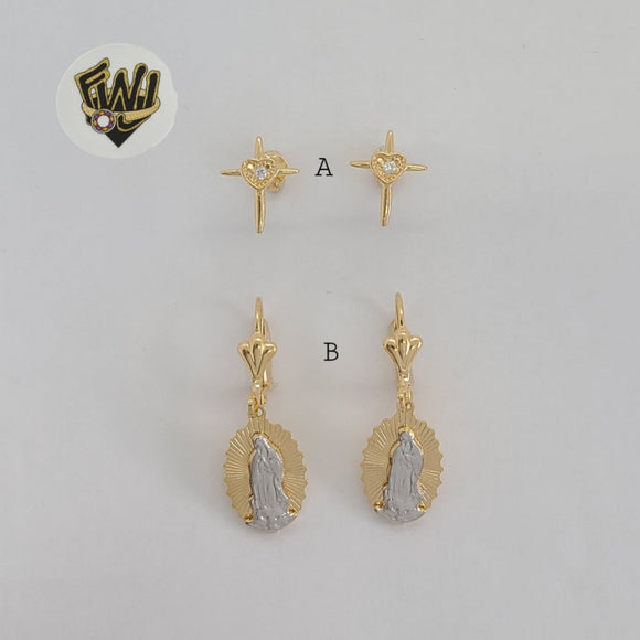 (1-1208) Gold Laminate - Religious Earrings - BGF