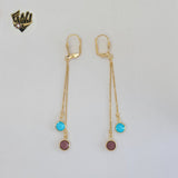 (1-1236-4) Gold Laminate - Long Multicolor Earrings - BGF