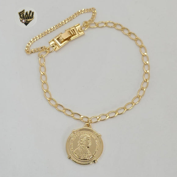 (1-0577) Gold Laminate - 4mm Coin Link Bracelet - 7.5