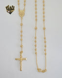 (1-3331) Laminado de oro - Collar del Rosario de la Virgen Milagrosa de 3 mm - 22" - BGO.