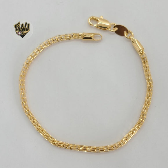 (1-0476) Gold Laminate - 2.5mm Alternative Link Bracelet - BGF - Fantasy World Jewelry