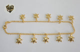 (1-0180) Gold Laminate - 2mm Open Link Anklet with Charms - 10" - BGO - Fantasy World Jewelry