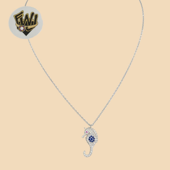 (2-66125-1) Plata de ley 925 - Collar de caballito de mar con eslabones Rolo de 1 mm.