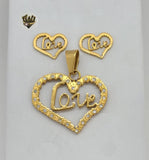 (4-9005) Stainless Steel - Love Heart Set. - Fantasy World Jewelry