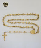 (4-6007-1) Stainless Steel - 6mm Rosary Necklace - 26".