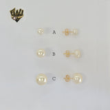 (1-1020-1) Gold Laminate - Half Pearl Stud Earrings - BGF