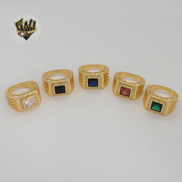 (1-3149) Gold Laminate - Squared Zircon Men Ring - BGO
