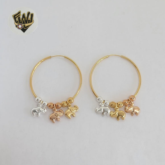 (1-2770-1) Gold Laminate - Three Tone Hoops Earrings - BGO