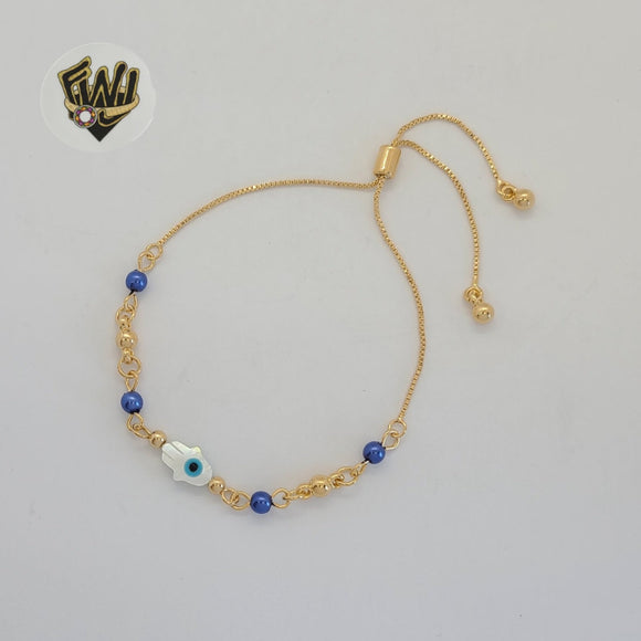 (MBRA-05) Gold Laminate - 1mm Adjustable Link Hamsa Bracelet - BGF