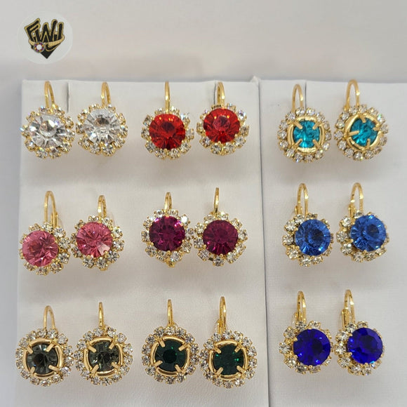 (1-1177) Gold Laminate - Zircon Earrings - BGF - Fantasy World Jewelry