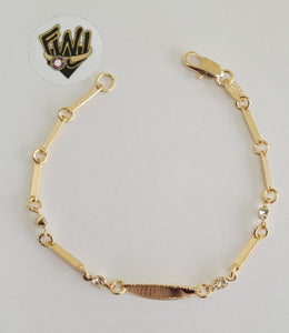 (1-0971-1) Gold Laminate -2mm Alternative Link Bracelet w/ Plate - 6" - BGO - Fantasy World Jewelry
