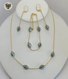 (1-6206) Gold Laminate - Snake Chain and Stones Set - BGO - Fantasy World Jewelry