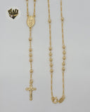 (1-3363) Gold Laminate - 3.5mm Beads Rosary Necklace - 24" - BGF. - Fantasy World Jewelry