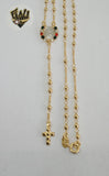 (1-3340-1) Gold Laminate - 2.5mm Beads Rosary Necklace - 18''- BGF. - Fantasy World Jewelry